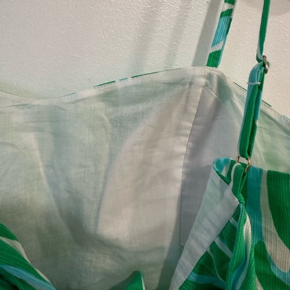 Lilly Pulitzer McCallum Finders Keepers Top Size 0 Blue Green Zip Tie Back - Picture 6 of 8